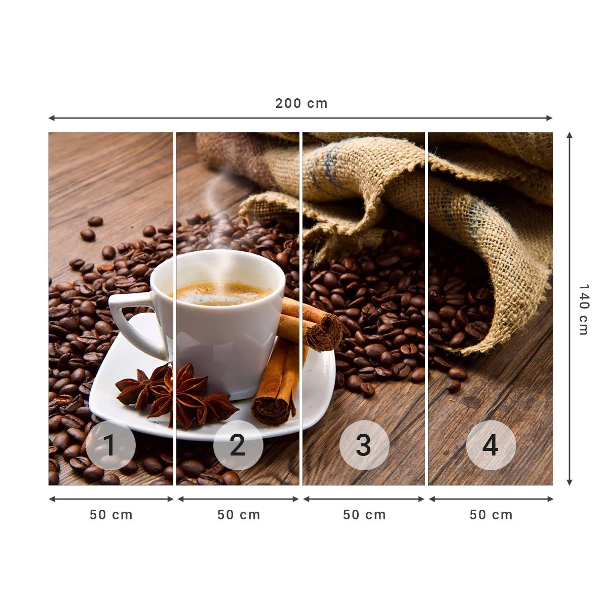 Fotobehang Premium Sand - Pittige smaak en aroma - Gastronomie, Koffie, Kaneel - 200x140 cm