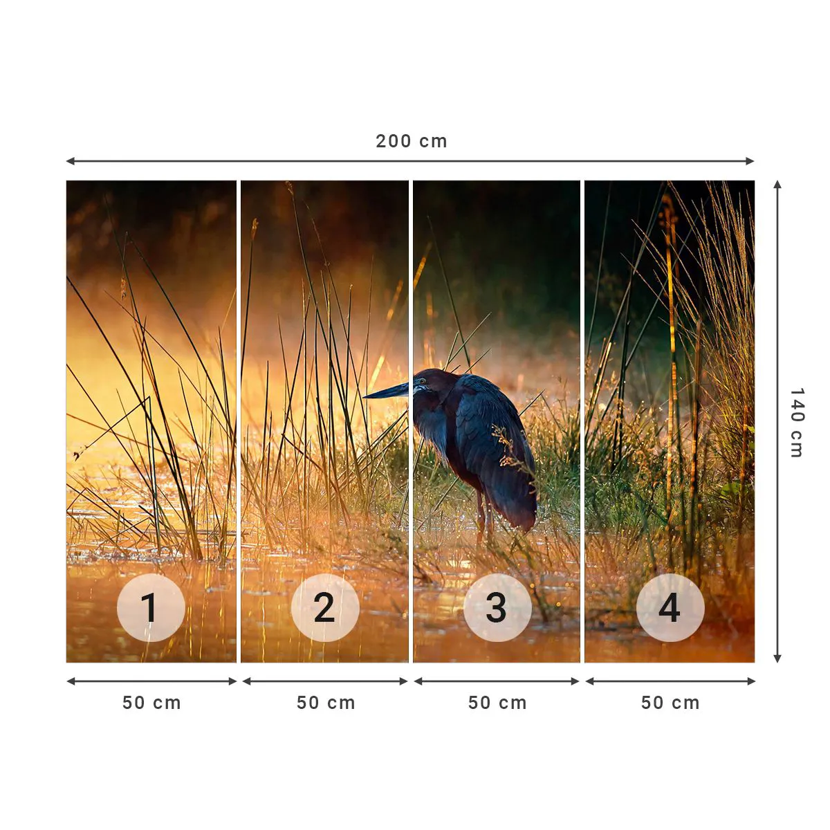 Photo Wallpaper Standard Eco - Stop Taking Pictures - Heron, Bird, Nature - 200x140 cm