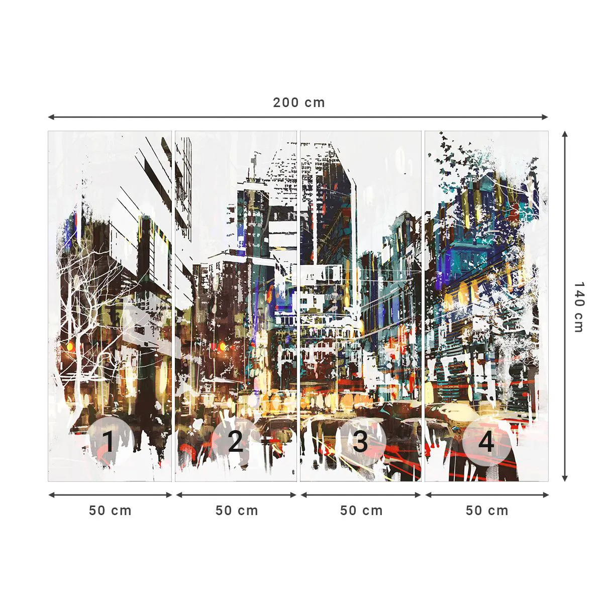 Photo Wallpaper Premium Sand - Sparkling City - City, Architecture, Graphics - 200x140 cm