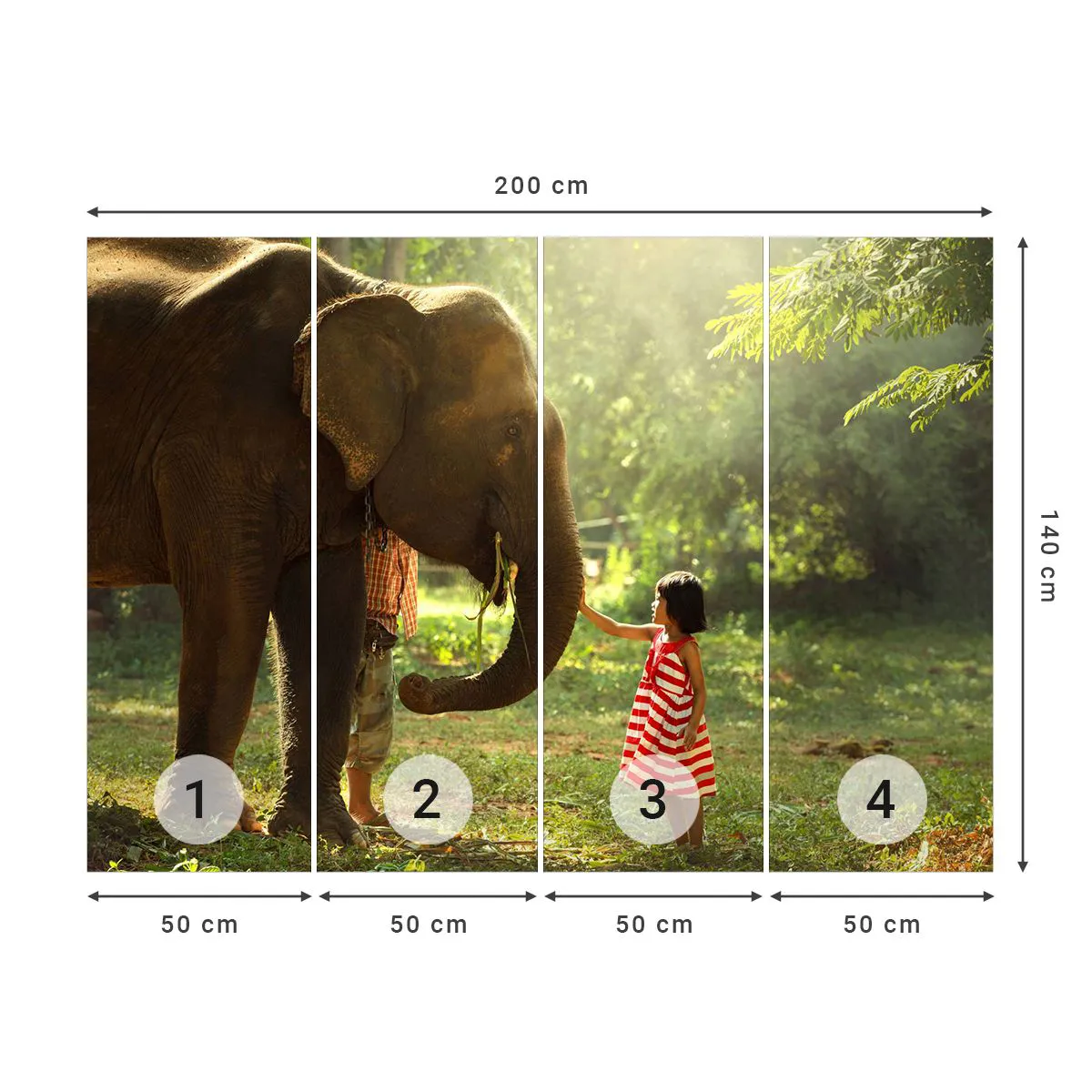 Tapet Premium Canvas - Puterea prieteniei - Animale, Elefant, Fată - 200x140 cm