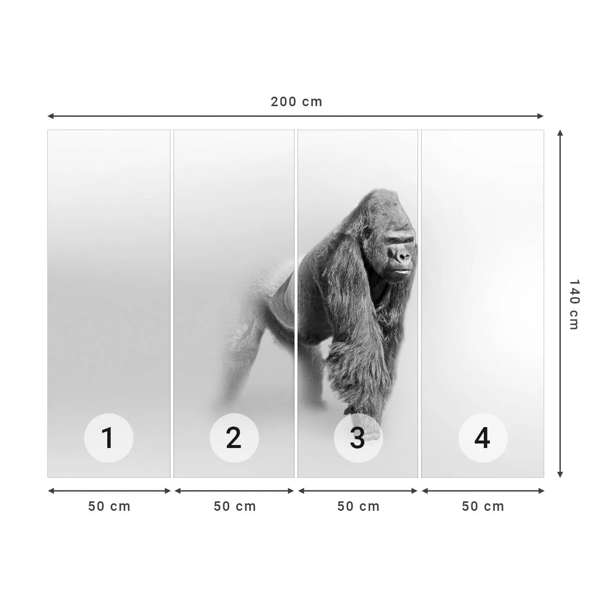 Fotomural Premium Sand - Confiando en su fuerza - animales, Gorila, Mono - 200x140 cm