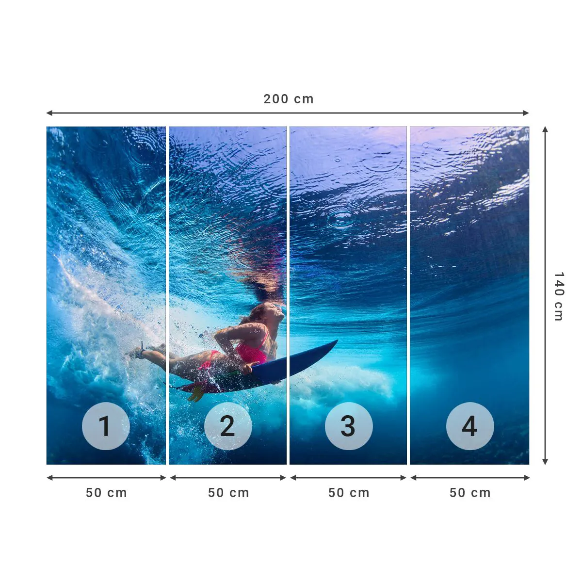 Fotomural Premium Sand - La profundidad de la alegría - Surf, Mujer, Deporte - 200x140 cm
