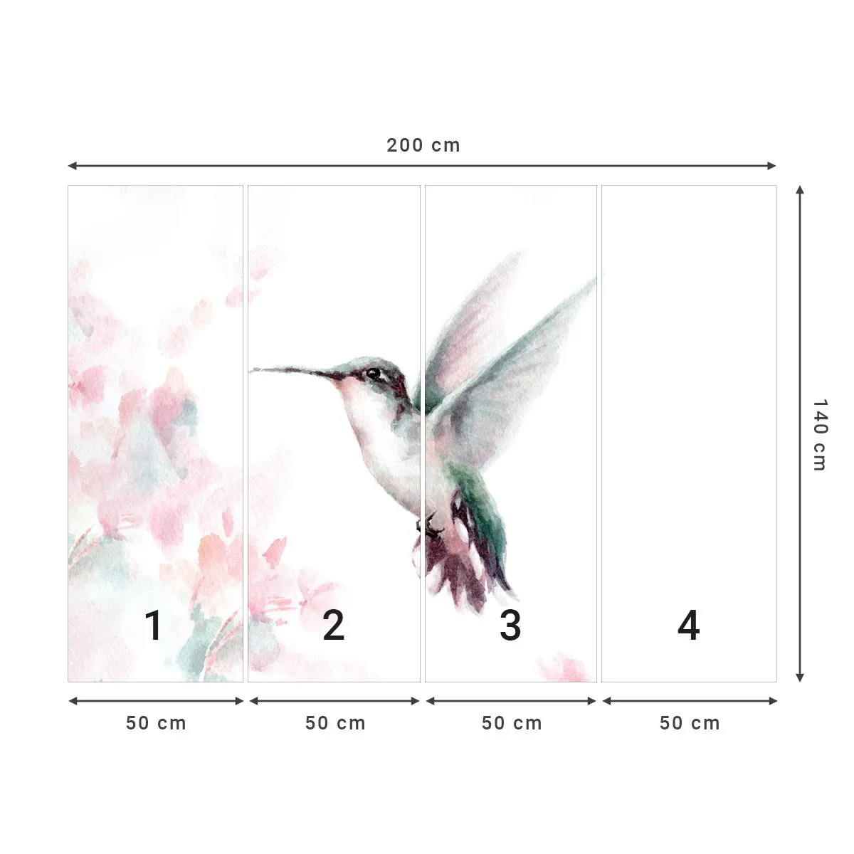 Papel de Parede Premium Canvas - Preso em agitação - Beija Flor, Pássaro, Pedaço - 200x140 cm