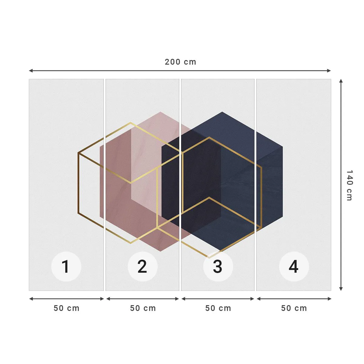 Fotótapéta Premium Sand - Az egyszerűség ereje - Absztrakció, Darab, Hexagén - 200x140 cm