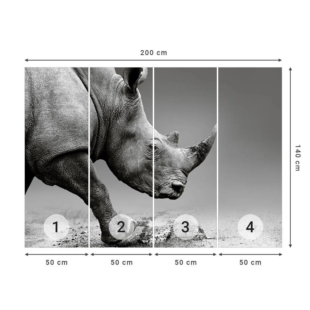 Fotomural Premium Canvas - Fuerza imparable - Rinoceronte, animales, África - 200x140 cm