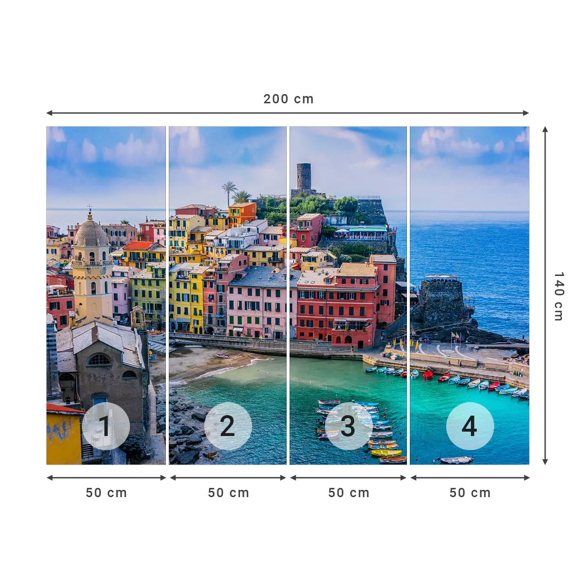 Tapet Premium Canvas - Orașul mediteraneean magic - Liguria, Oraș, Italia - 200x140 cm