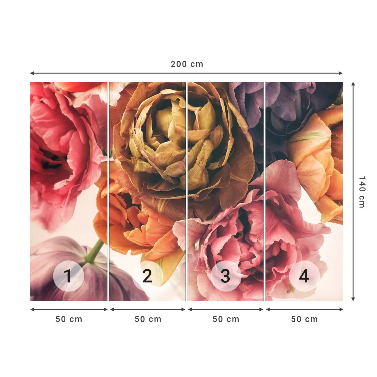 Fotobehang Premium Sand - Een viering van het leven - Boeket bloemen, Bloemen, Pioen - 200x140 cm