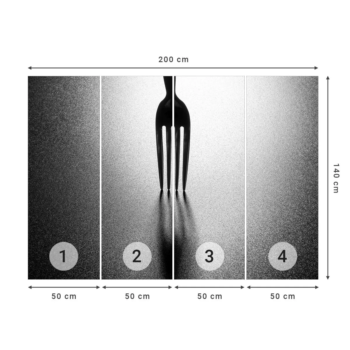 Fotomurali Premium Canvas - Luce e ombra - Forchetta, Posate, Cucina - 200x140 cm