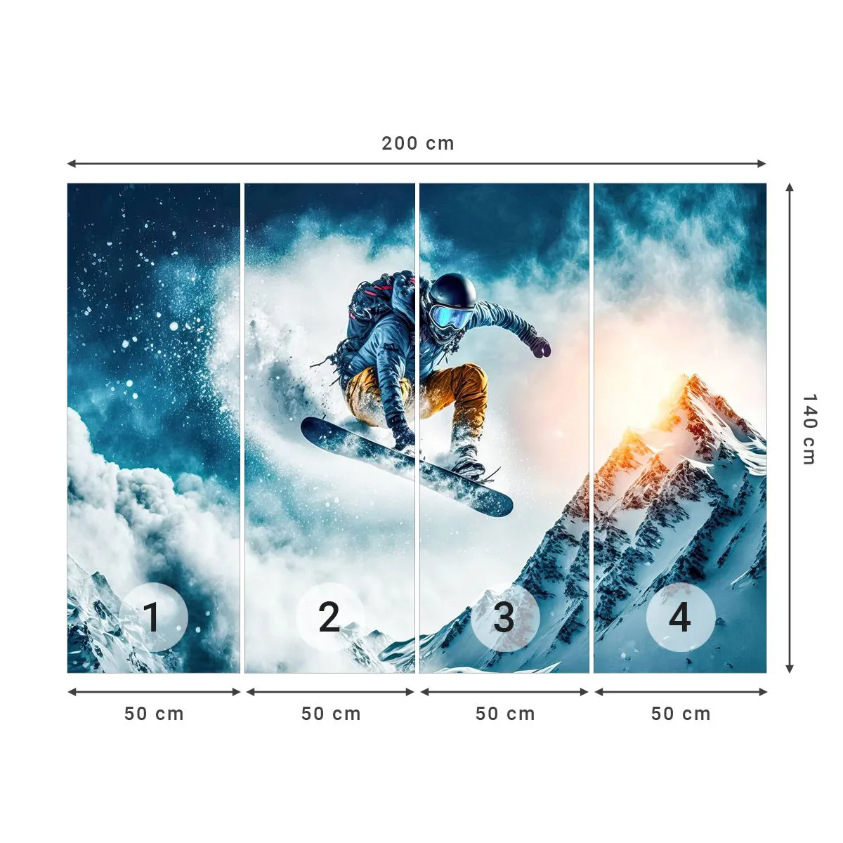 Fotótapéta Premium Canvas - Extrém érzelmek - Snowboardozás, Sport, Téli - 200x140 cm