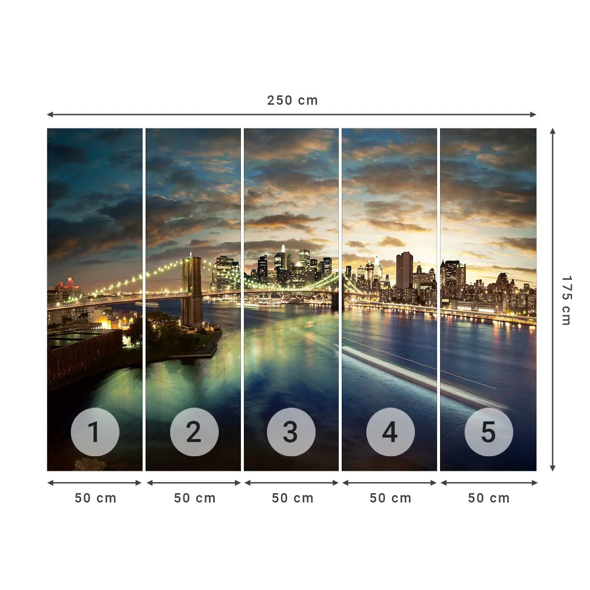 Photo Wallpaper Standard Eco - Starry Night over Manhattan - City, Bridge, New York - 250x175 cm