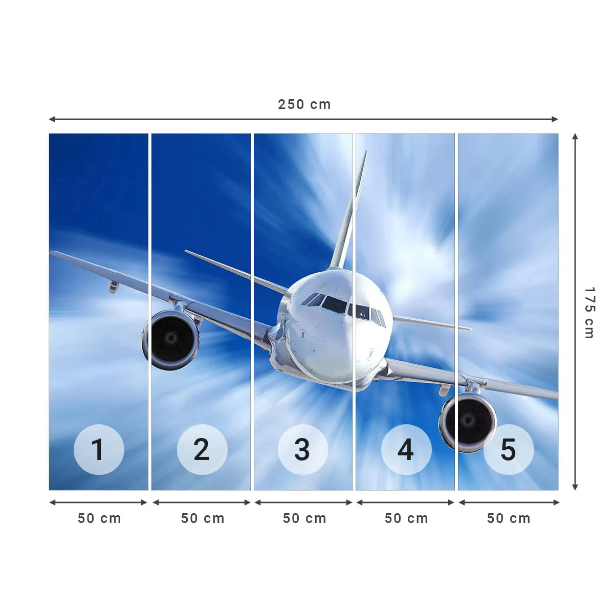 Tapet Standard Eco - Mai repede decât vântul pe cer - Avion, Avioane, Călătorii - 250x175 cm