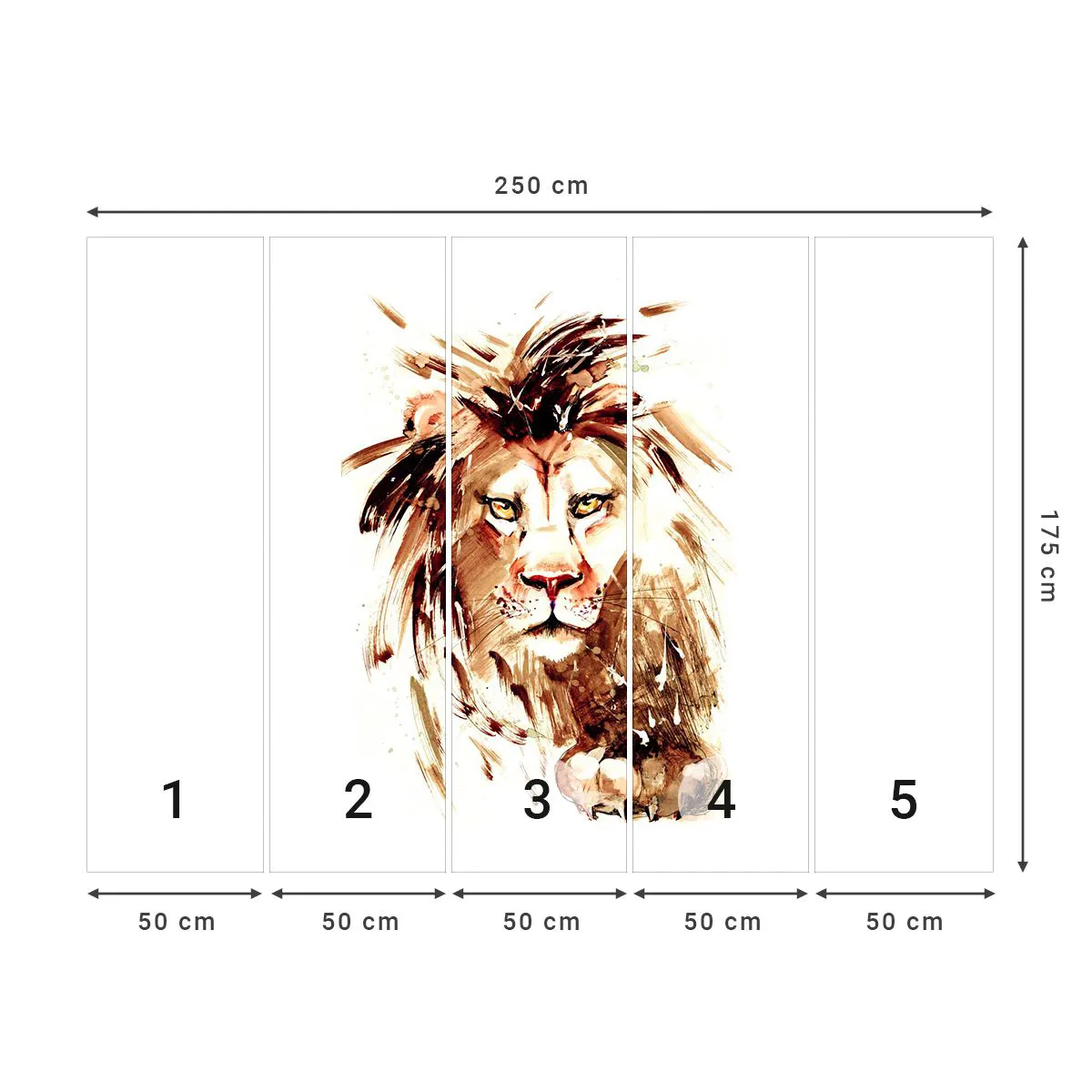 Papier Peint Photo Standard Eco - Force et dignité - Animaux, Lion, Abstraction - 250x175 cm