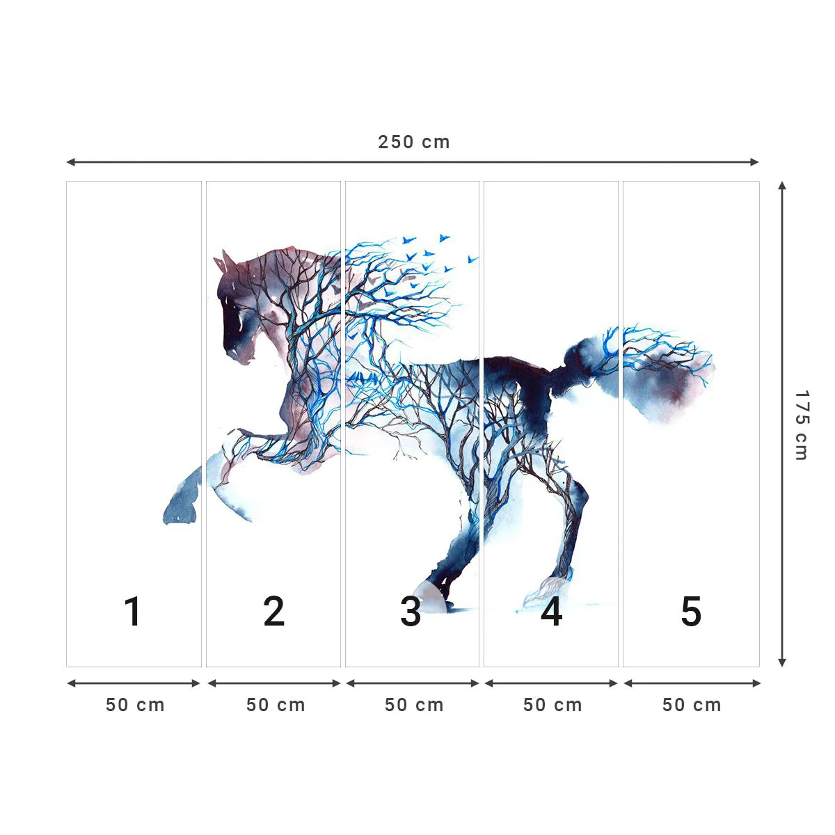 Fototapet Premium Canvas - Som om skogen rört sig - Abstraktion, Häst, Djur - 250x175 cm