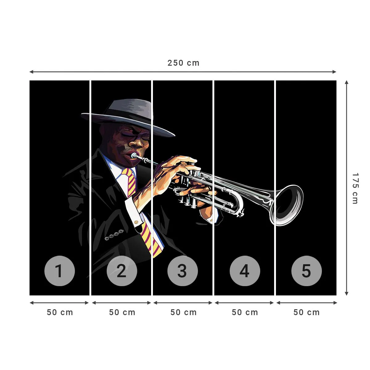 Fotomurali Standard Eco - Il fascino della Old School - Musica, Jazz, Tromba - 250x175 cm