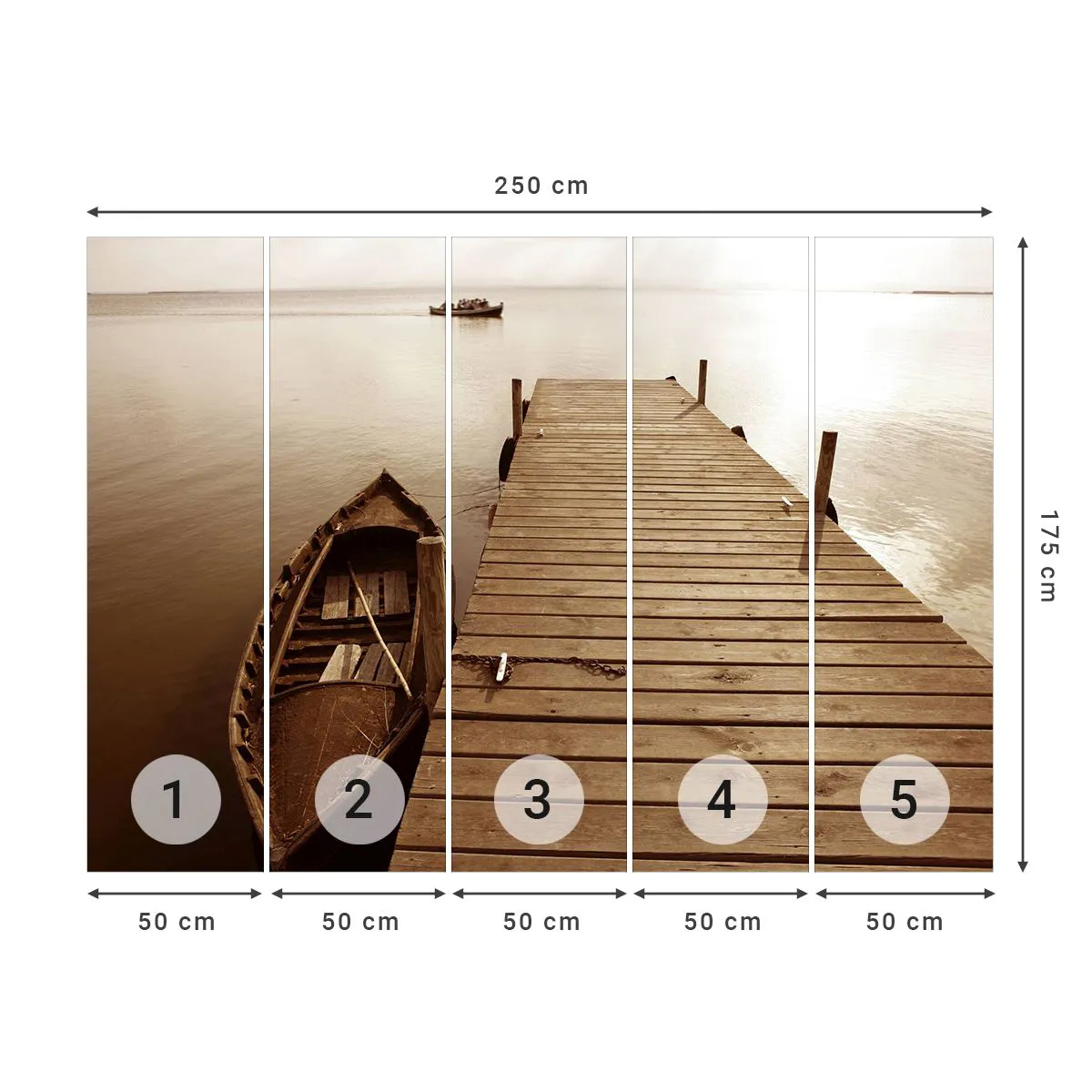 Photo Wallpaper Premium Canvas - Great Calm - Landscape, Lake, Wooden Bridge - 250x175 cm