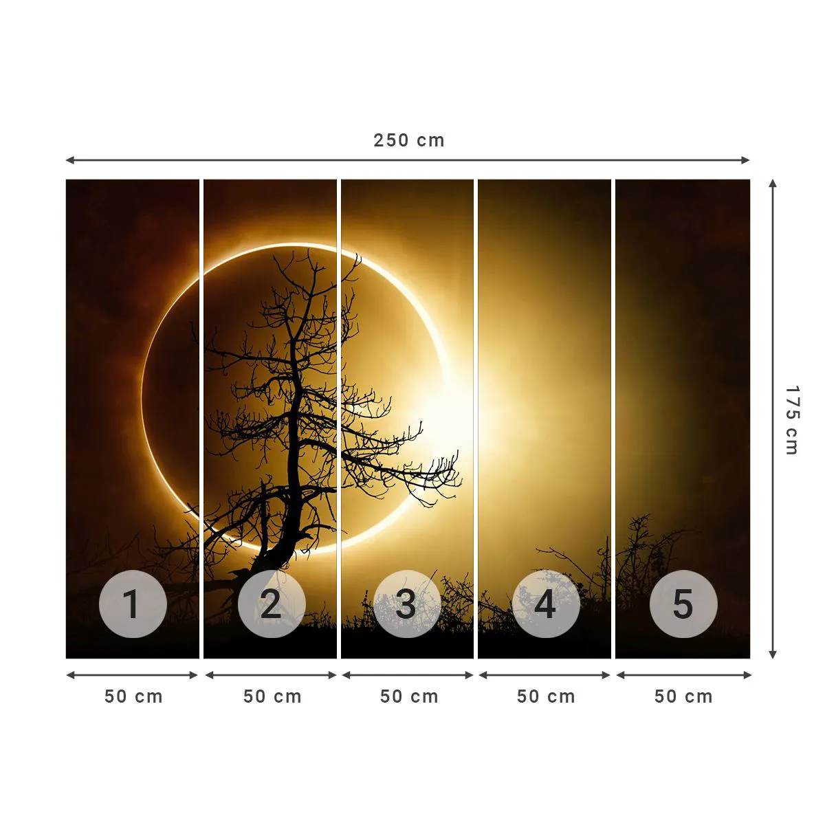 Tapet Premium Canvas - Eclipsă totală - Eclipsă, Copac, Peisaj - 250x175 cm