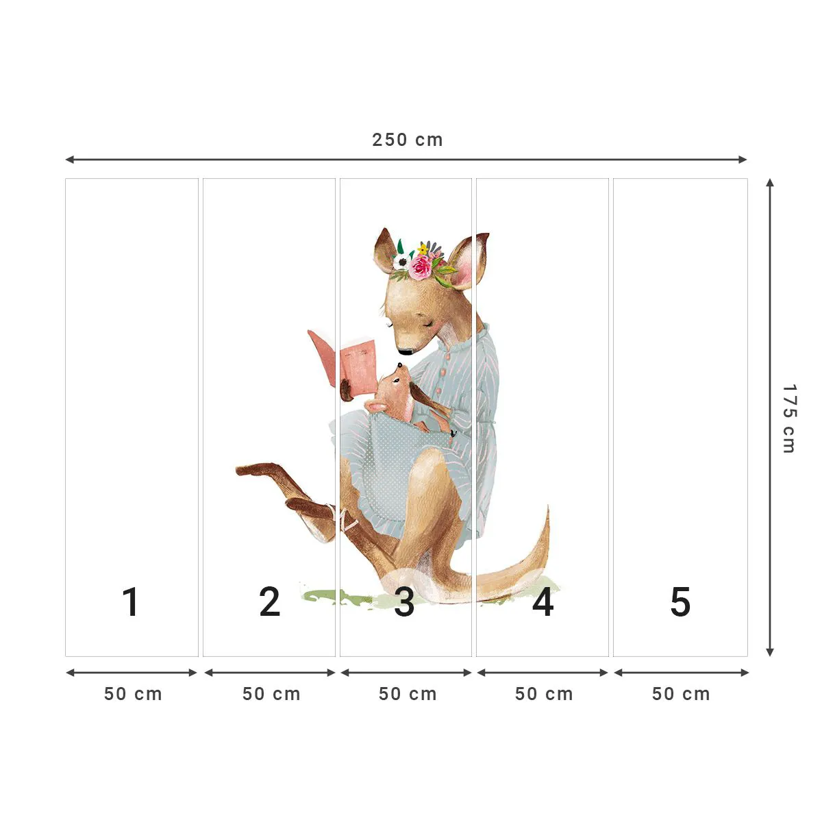 Fototapeta Premium Sand - Poczytaj mi, mamo - Dla Dzieci, Kangur, Matka Z Dzieckiem - 250x175 cm