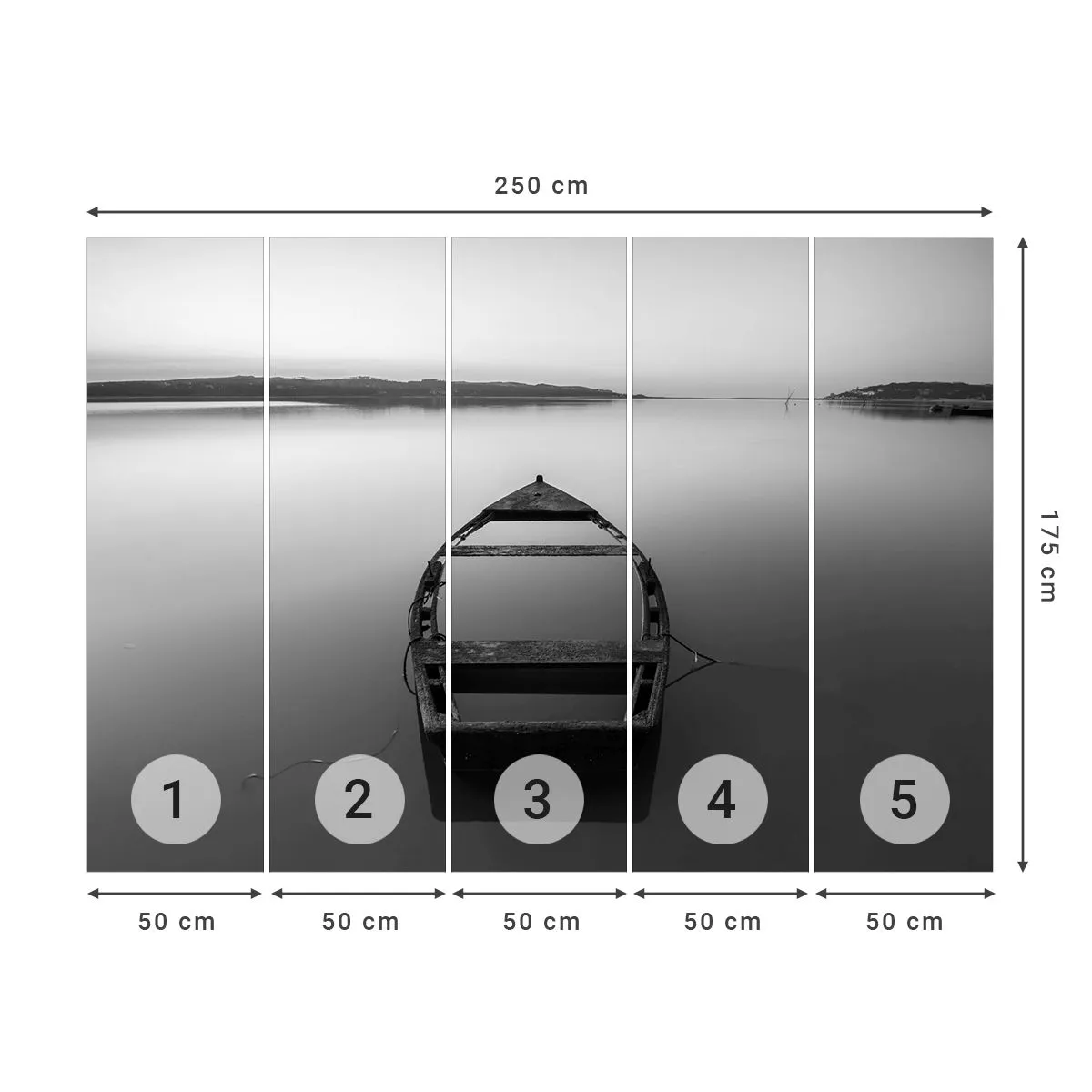 Tapet Premium Canvas - Dor și melancolie - Peisaj, Lac, Barcă - 250x175 cm