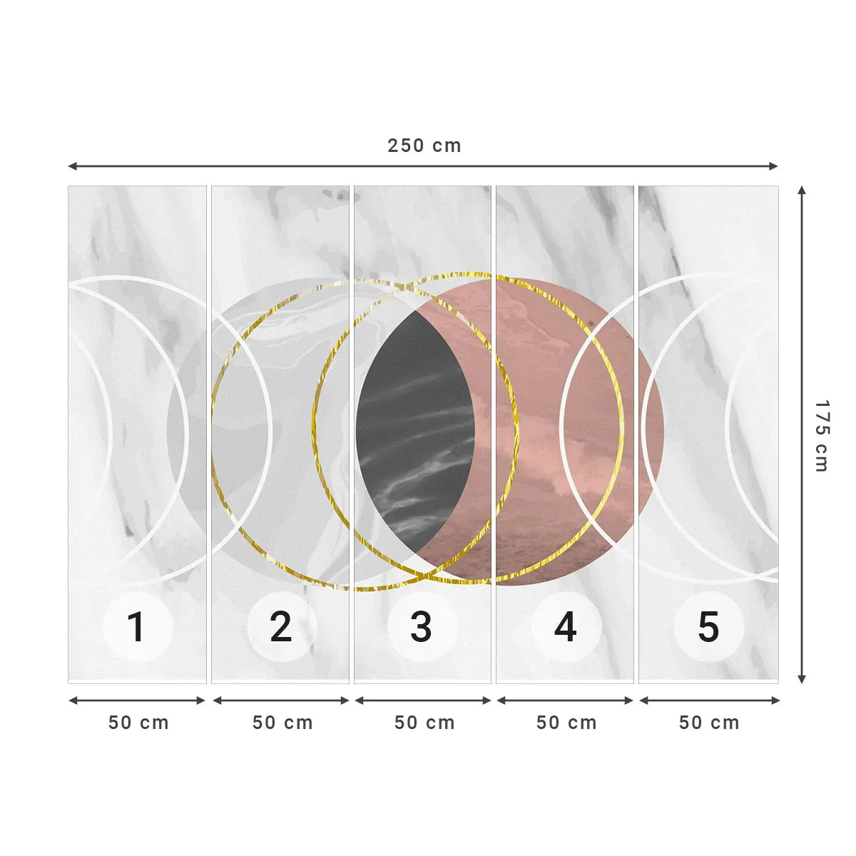 Papel de Parede Premium Canvas - Música das esferas - Abstração, Pedaço, Distritos - 250x175 cm
