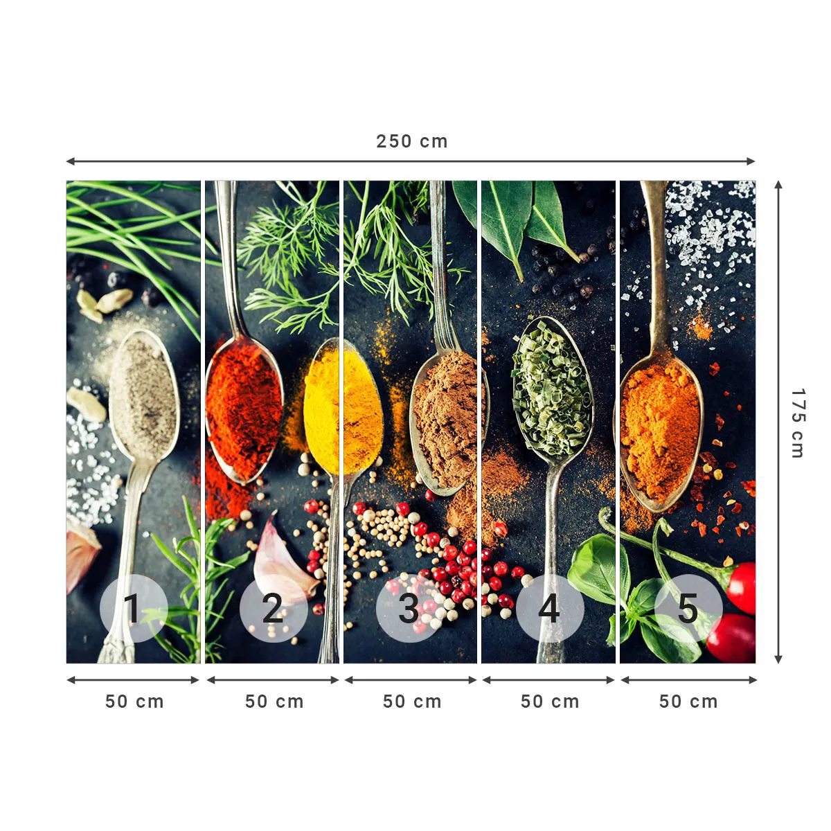 Tapet Premium Sand - Magie culinară - Condimente, Ierburi, Bucătărie - 250x175 cm