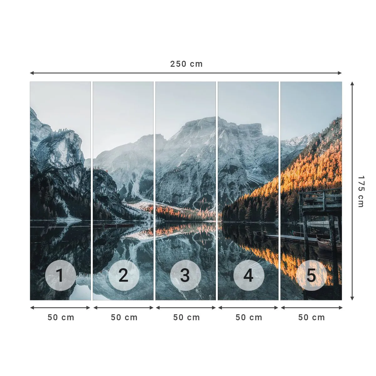 Papel de Parede Premium Canvas - Paisagem espelhada - Paisagem, Montanhas, Lago - 250x175 cm