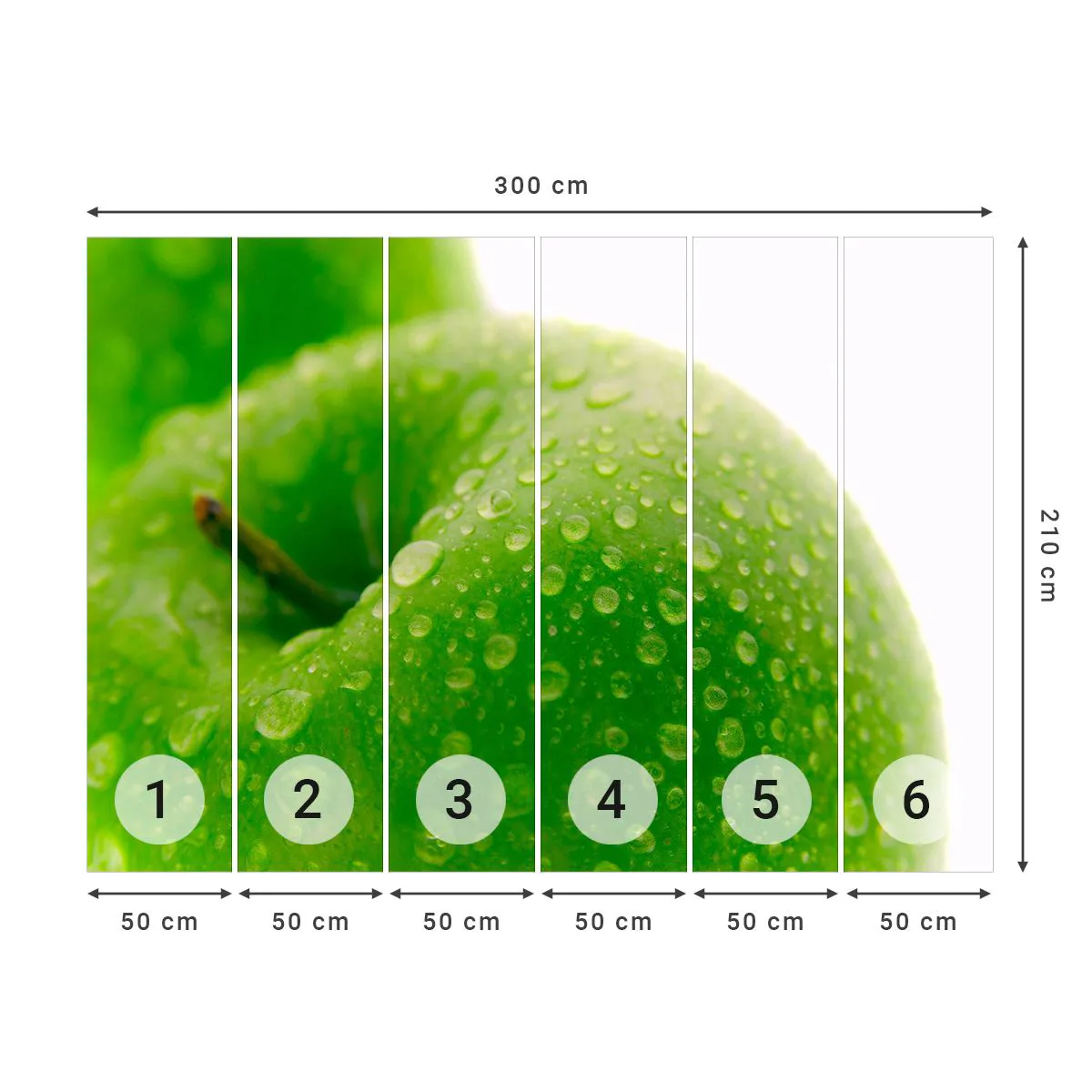 Fotobehang Standard Eco - Groene koele frisheid - Fruit, Appel, Gastronomie - 300x210 cm