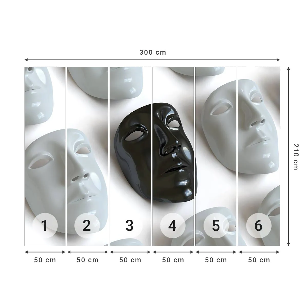 Photo Wallpaper Premium Sand - How to Stand Out? - Piece, Venetian mask, Black and white - 300x210 cm