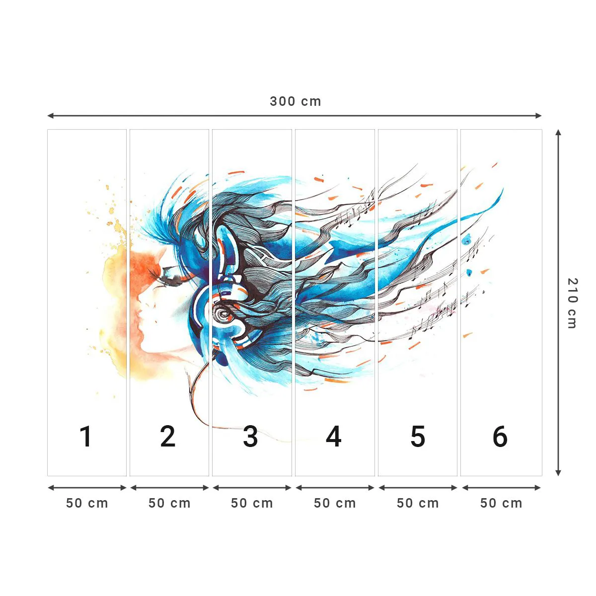 Fototapeta Samolepicí Deluxe Sticker - Ať hraje hudba - Abstrakce, Žena, Hudba - 300x210 cm