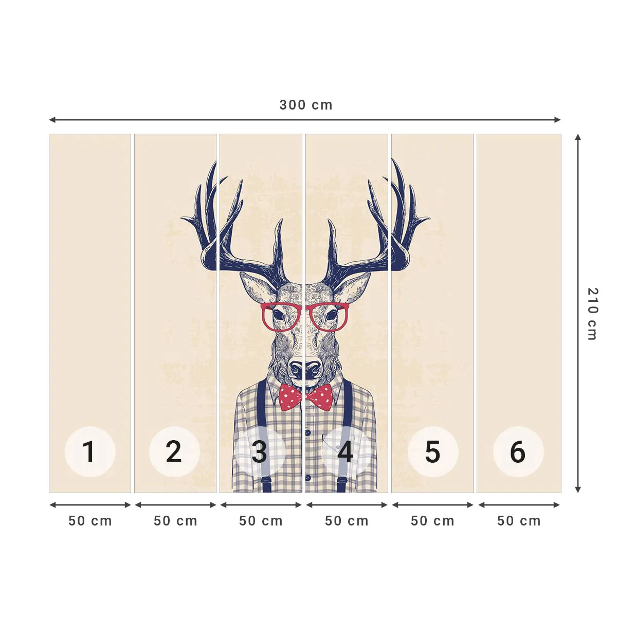 Fotomural Premium Canvas - Una extravagancia lúdica - Abstracción, Ciervo, inconformista - 300x210 cm