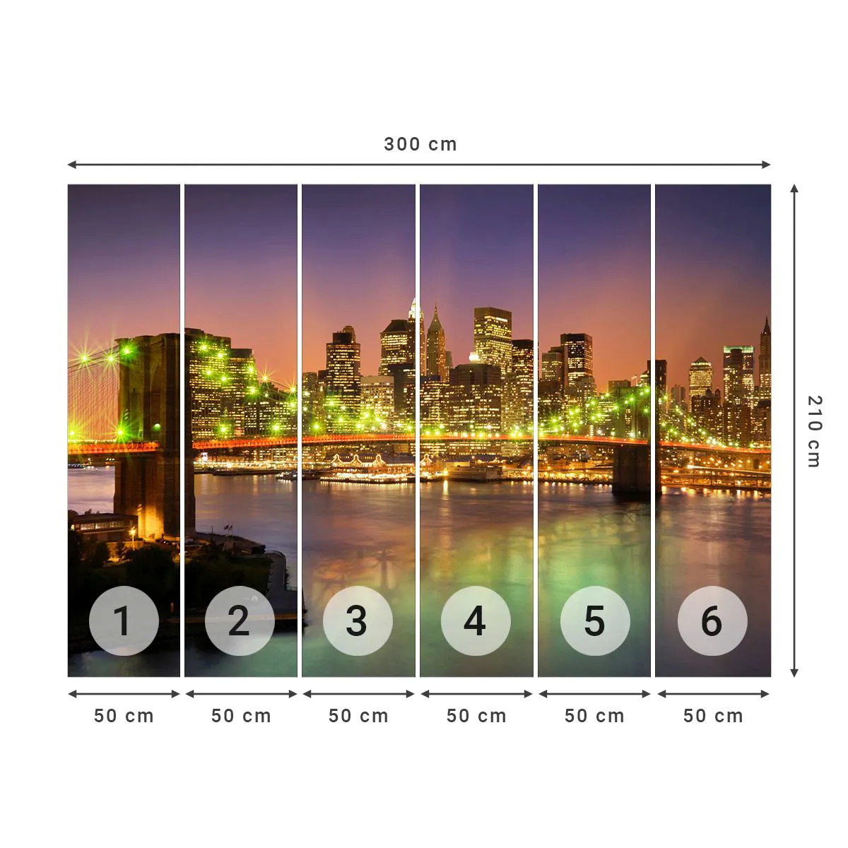 Fototapeta Premium Canvas - Tu światło nigdy nie gaśnie - Miasto, Nowy Jork, Brooklyn Bridge - 300x210 cm