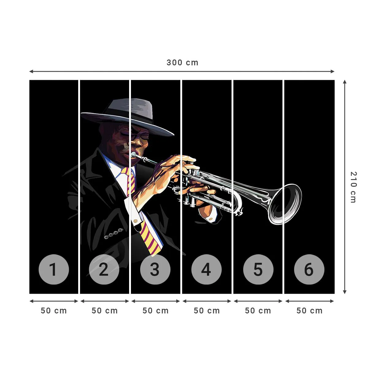 Papier Peint Photo Premium Sand - Le charme de la vieille école - Musique, le jazz, Trompette - 300x210 cm