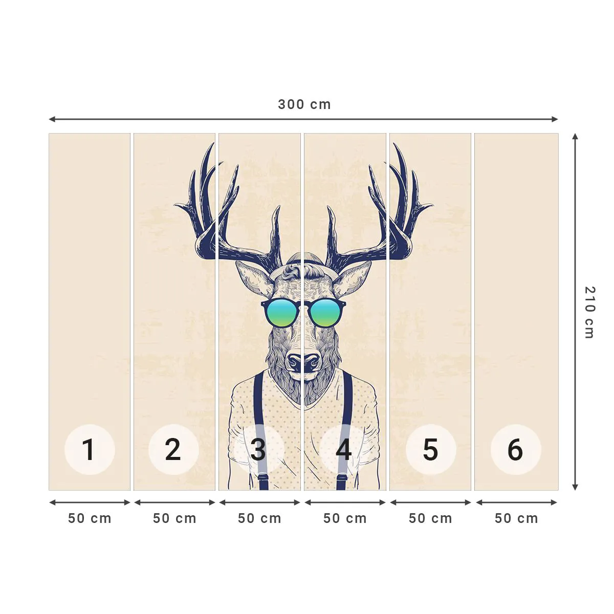 Fototapete Premium Canvas - Wen hast du erwartet? - Abstraktion, Stück, Reh - 300x210 cm