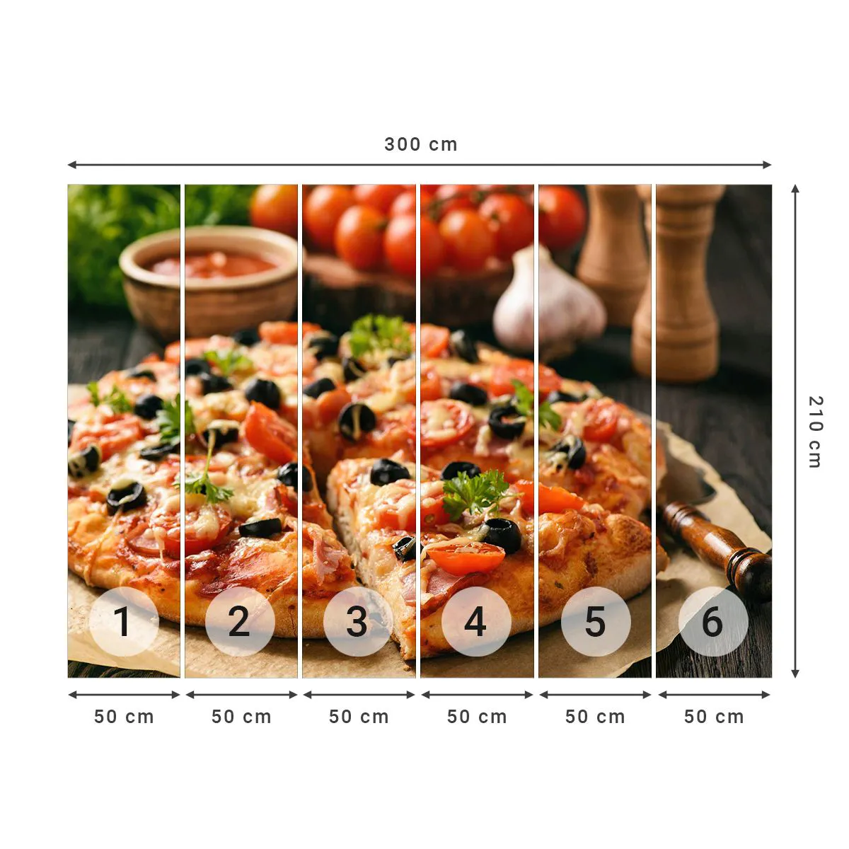 Photo Wallpaper Premium Sand - You Baked It Again - Gastronomy, Pizza, Tomato - 300x210 cm