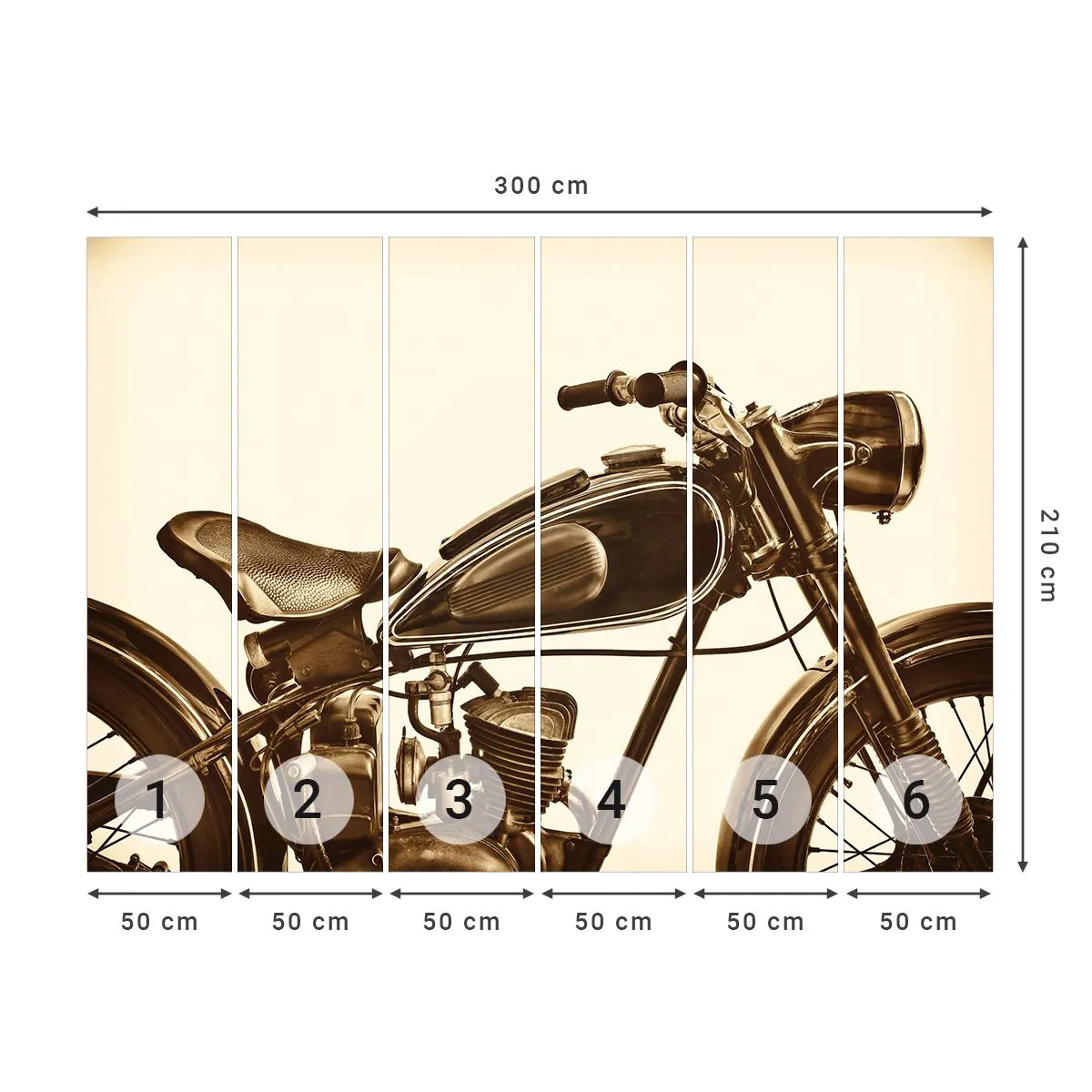 Fotomurali Premium Sand - Nostalgia per la classicità - Moto, Vintage ▾, Settore automobilistico - 300x210 cm