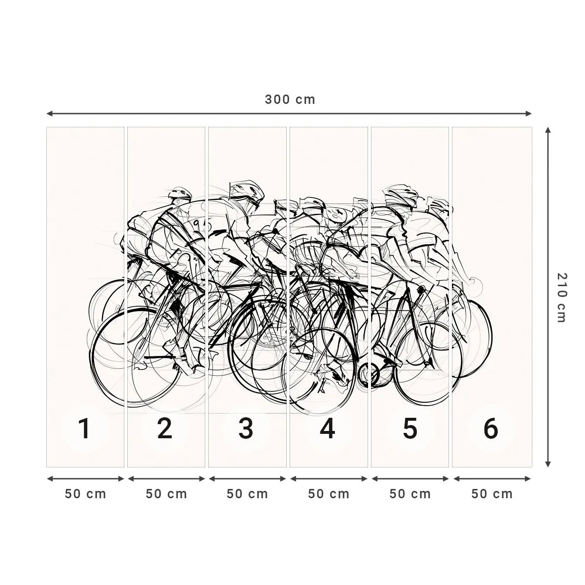 Fotomural Premium Canvas - Juntos como un equipo - Gráficos, Bicicleta, Deporte - 300x210 cm