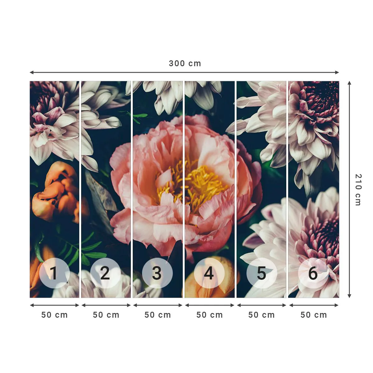 Tapet Premium Canvas - Cu splendoare barocă - Flori, Bujor, Buchet de flori - 300x210 cm