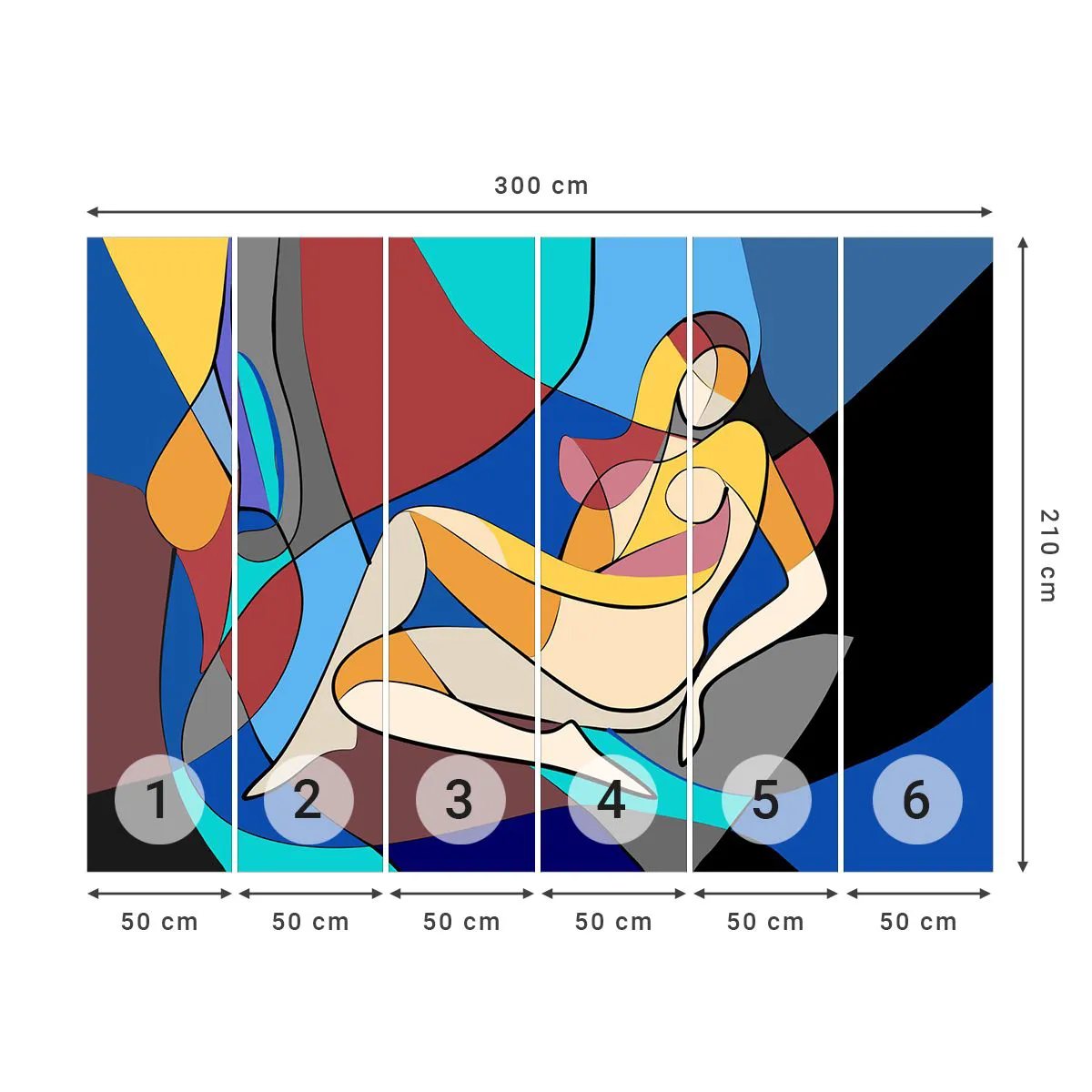 Papier Peint Photo Premium Sand - Nu cubiste - Cubisme, Moderne, Femme - 300x210 cm