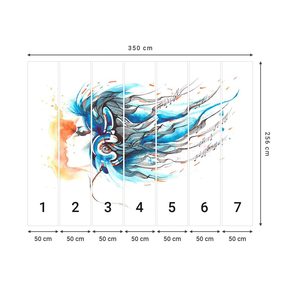 Fototapeta Samolepicí Deluxe Sticker - Ať hraje hudba - Abstrakce, Žena, Hudba - 350x256 cm