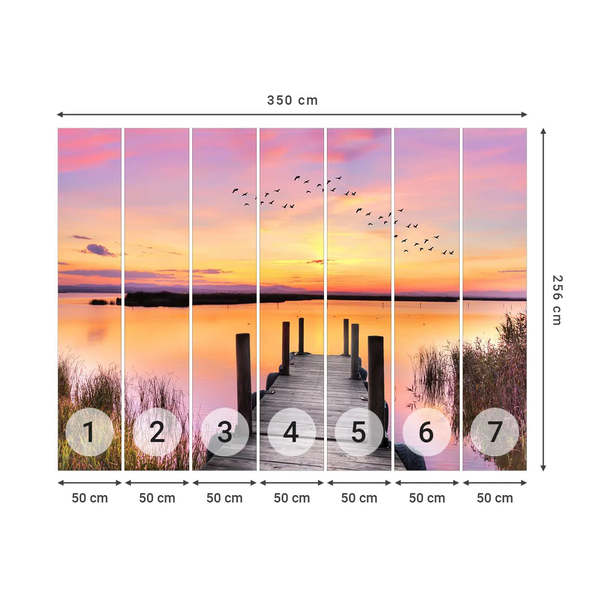 Papel de Parede Standard Eco - Silenciosa Alvorada Violeta - Paisagem, Lago, Natureza - 350x256 cm