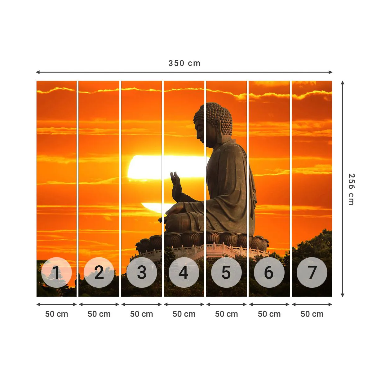 Photo Wallpaper Standard Eco - Facing the World - Asia, Buddha, Culture - 350x256 cm