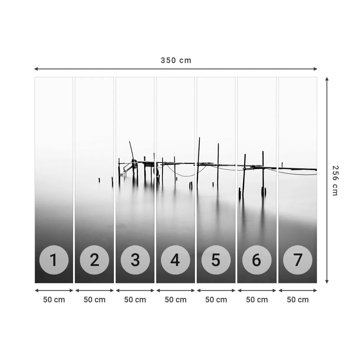 Fototapet Premium Sand - Och om världen inte finns? - Landskap, Träbro, Svartvitt - 350x256 cm