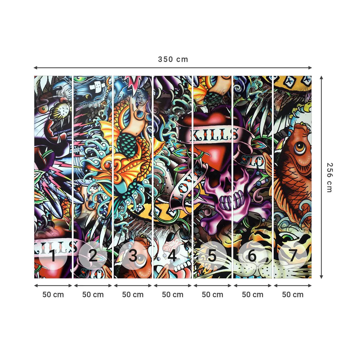 Tapet Premium Sand - Visul unui artist tatuator - Graffiti, mural, Bucată - 350x256 cm