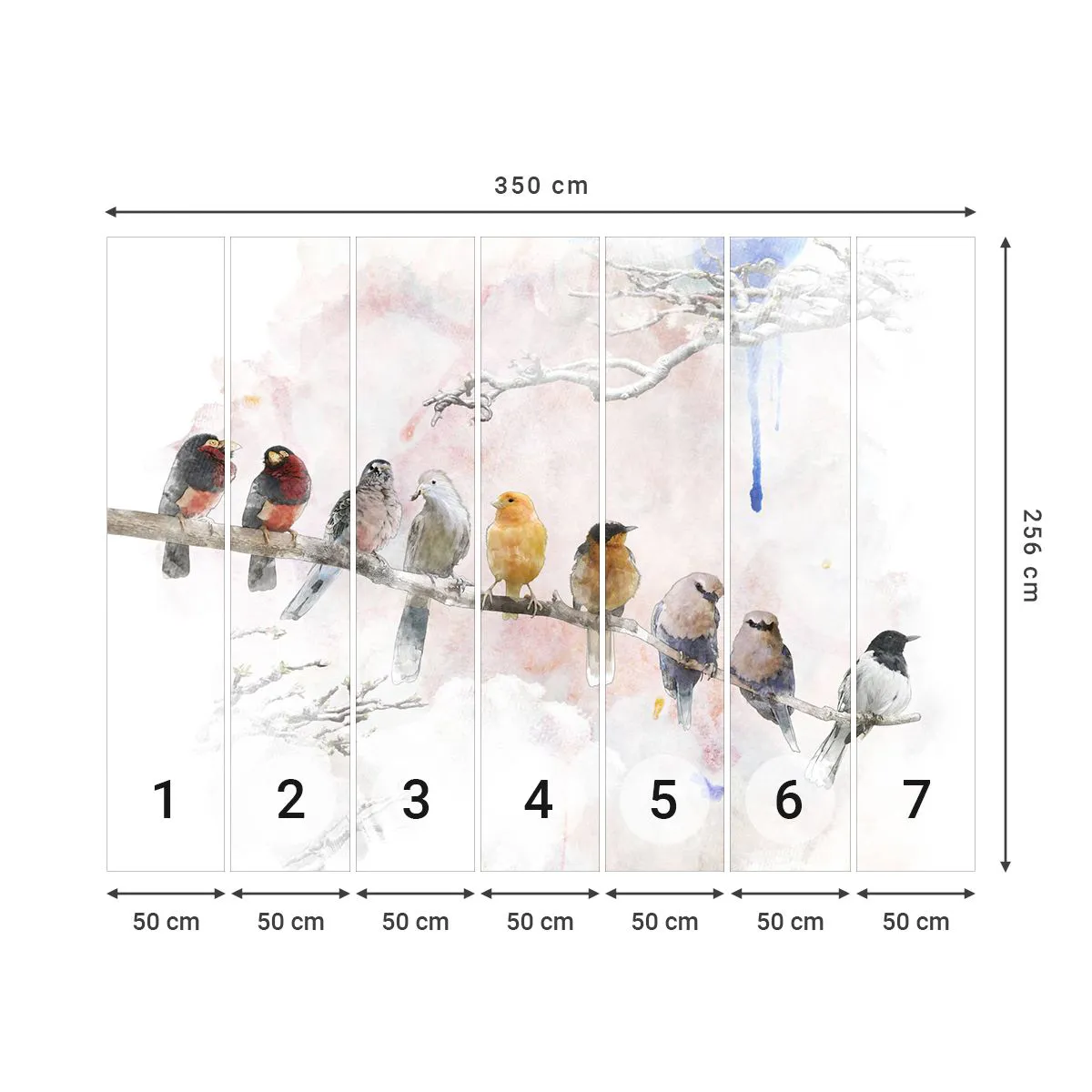 Photo Wallpaper Standard Eco - Winged Encounter - Birds, Nature, Graphics - 350x256 cm