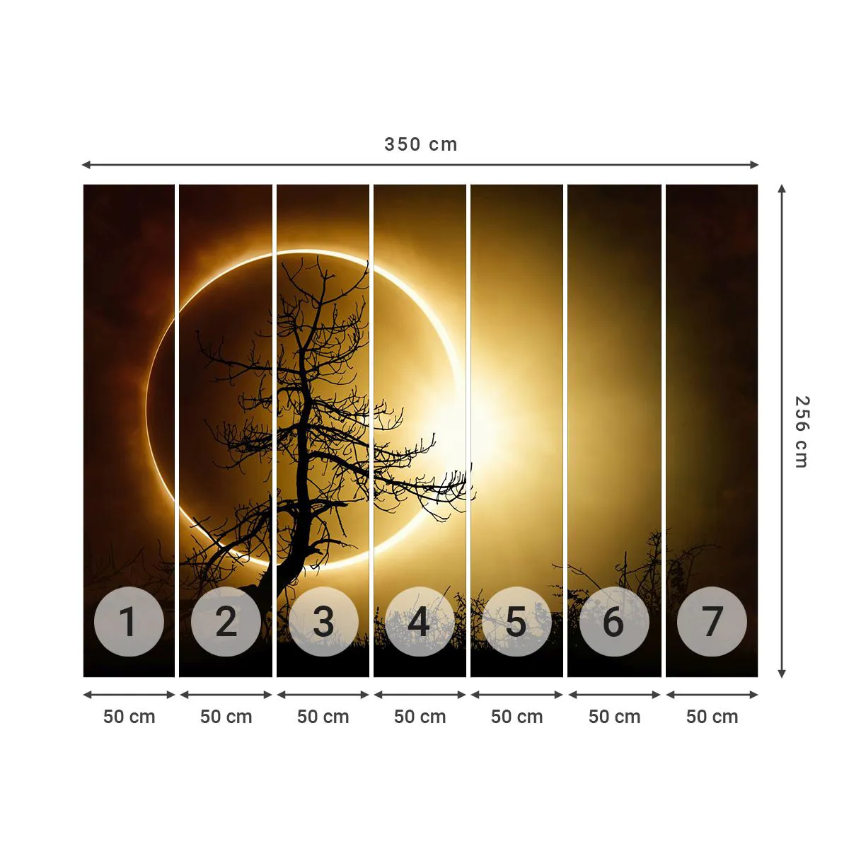 Tapet Premium Canvas - Eclipsă totală - Eclipsă, Copac, Peisaj - 350x256 cm