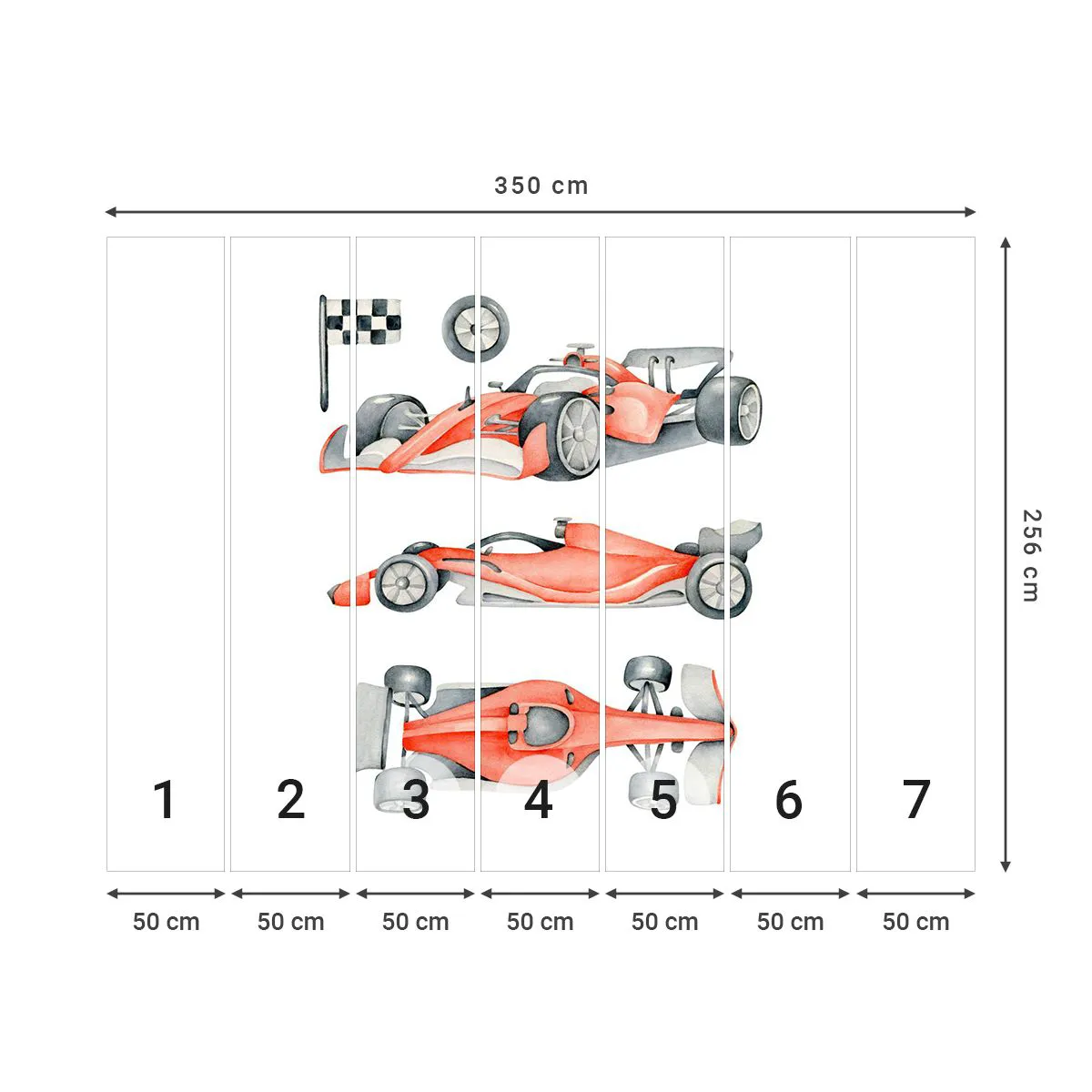 Tapet Standard Eco - Prindeți visul - Mașini de curse, Mașini, Pentru copii - 350x256 cm