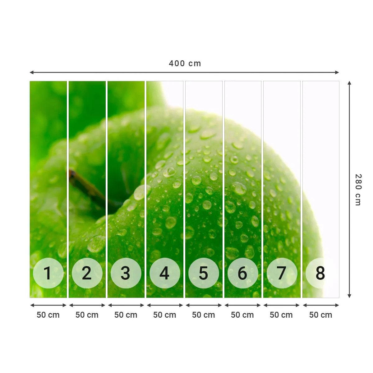 Fotótapéta Premium Sand - Zöld hűvös frissesség - Gyümölcs, alma, Gasztronómia - 400x280 cm