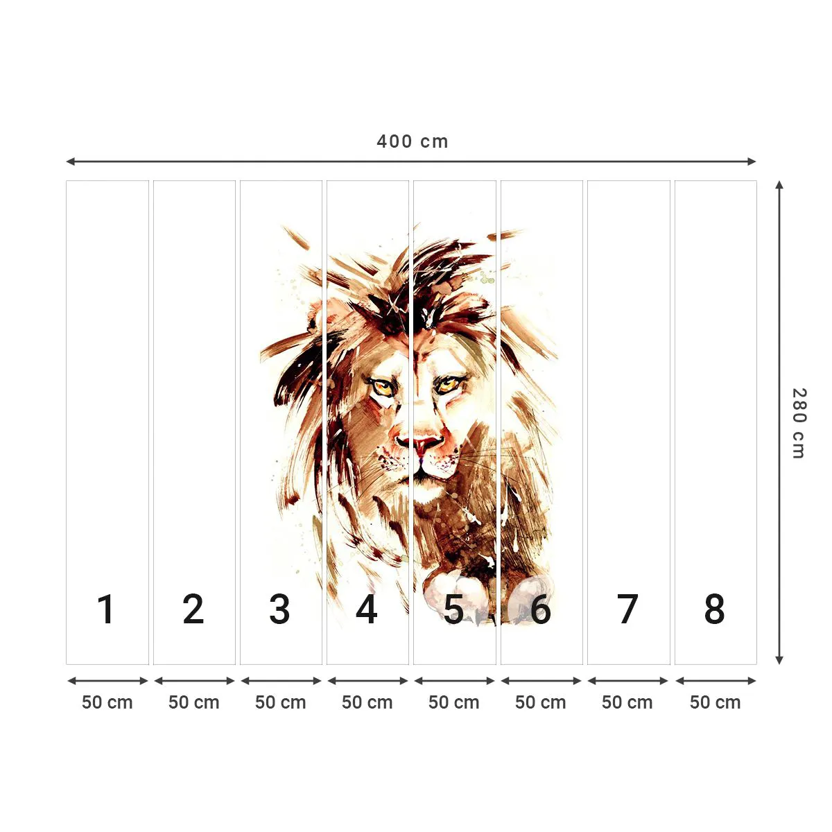 Photo Wallpaper Premium Canvas - Strength and Dignity - Animals, Lion, Abstraction - 400x280 cm