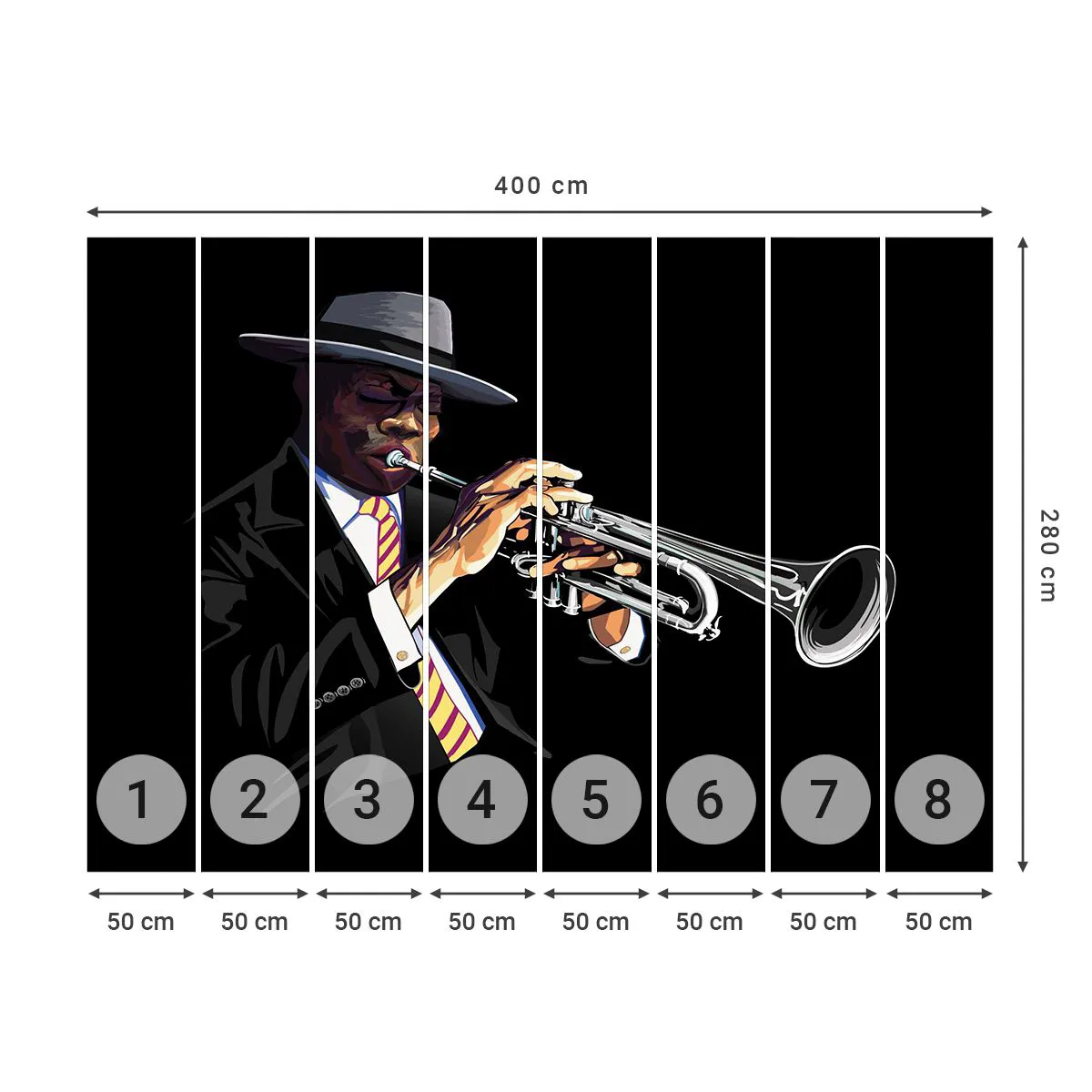 Fototapet Premium Canvas - Gamla skolans charm - musik, Jazz, Trumpet - 400x280 cm