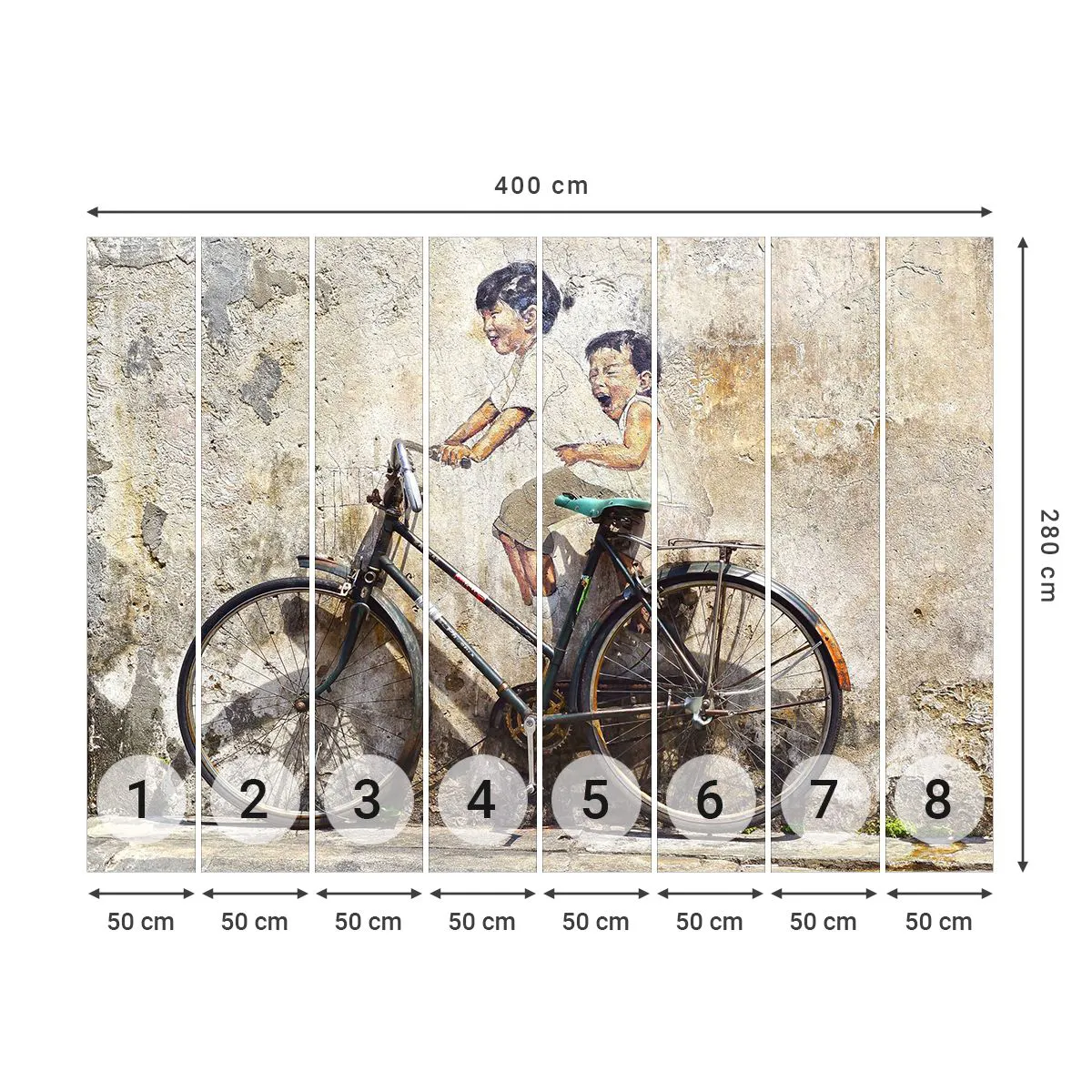 Papel de Parede Standard Eco - Verdadeiro ou falso? - Abstração, Mural, Bicicleta - 400x280 cm