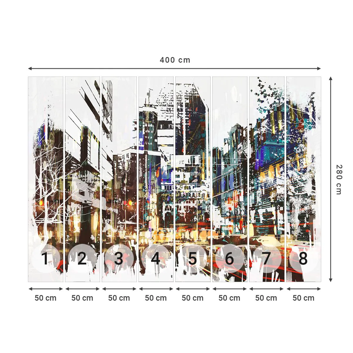 Fototapete Premium Sand - Eine schillernde Stadt - Stadt, Die Architektur, Grafik - 400x280 cm